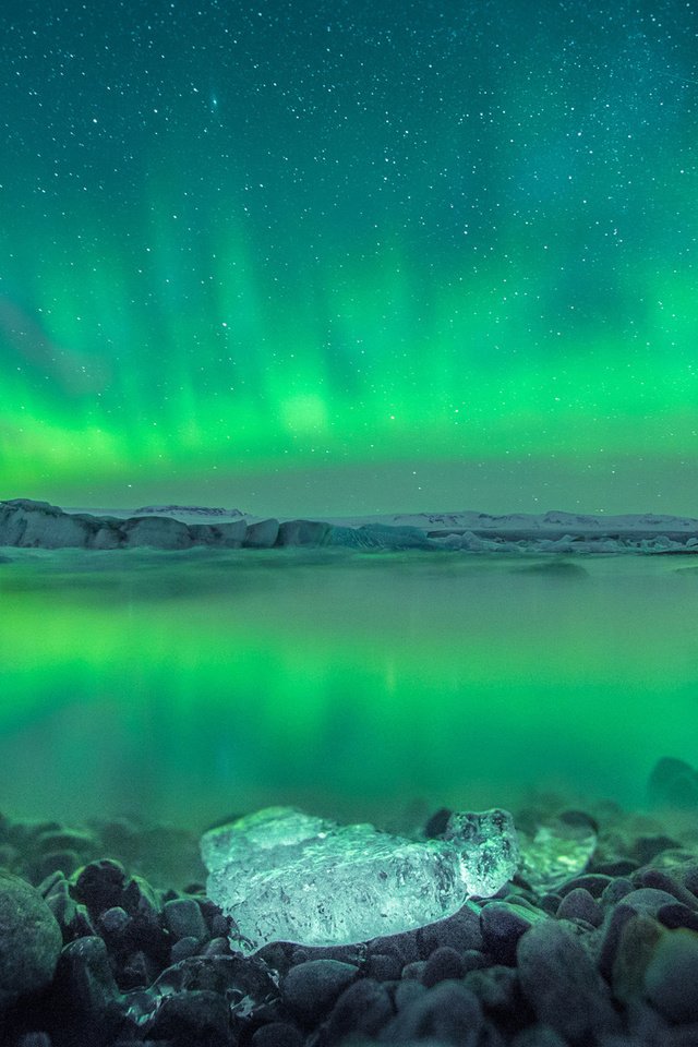 Обои исландия, полярное сияние, над ёкюльсаурлоуном, iceland, polar lights, over cursorcolor разрешение 1920x1200 Загрузить