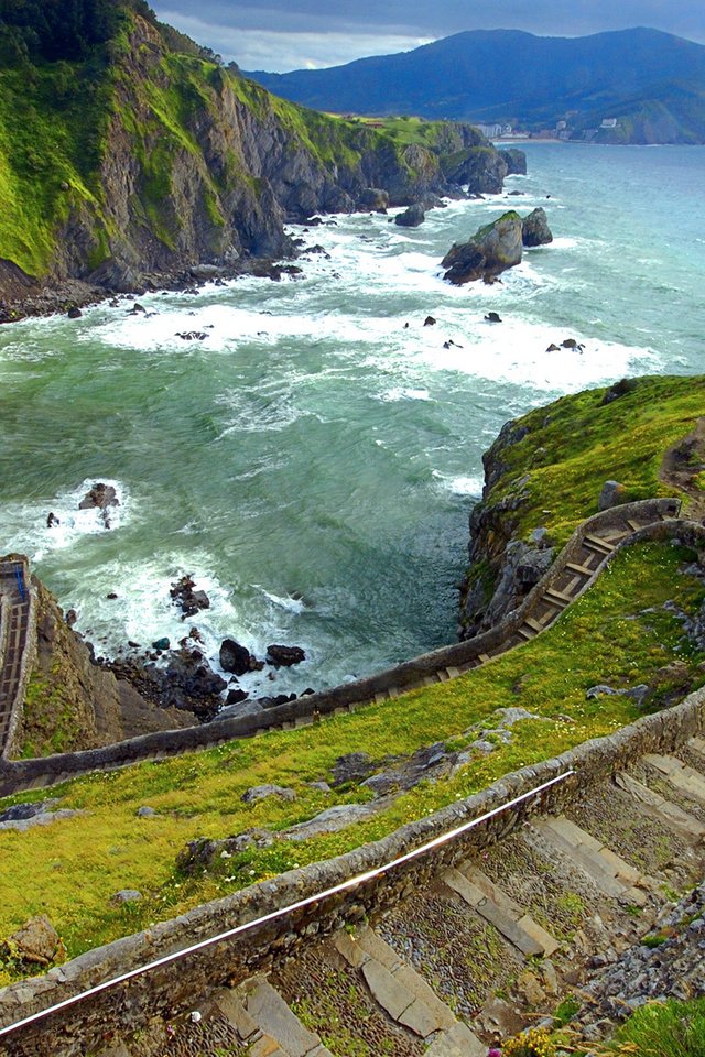 Обои испания, лестница гастелугаче, бискайя, spain, stairs gaztelugatxe, biscay разрешение 1920x1200 Загрузить