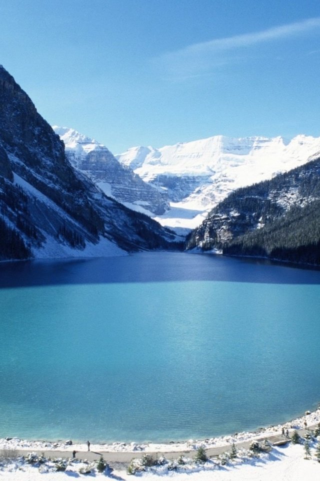 Обои горы, природа, зима, холод, красивое озеро, замерзшее озеро, mountains, nature, winter, cold, beautiful lake, frozen lake разрешение 1920x1200 Загрузить