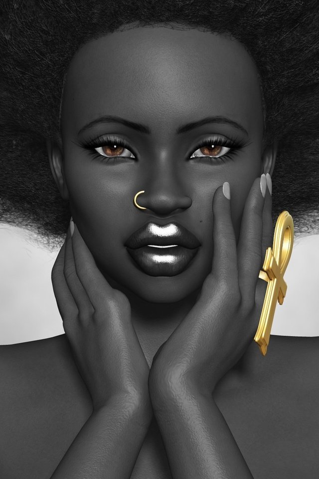 Обои арт, африканка, девушка, портрет, взгляд, лицо, пирсинг, темнокожая, 3д, art, african, girl, portrait, look, face, piercing, black, 3d разрешение 1987x1385 Загрузить
