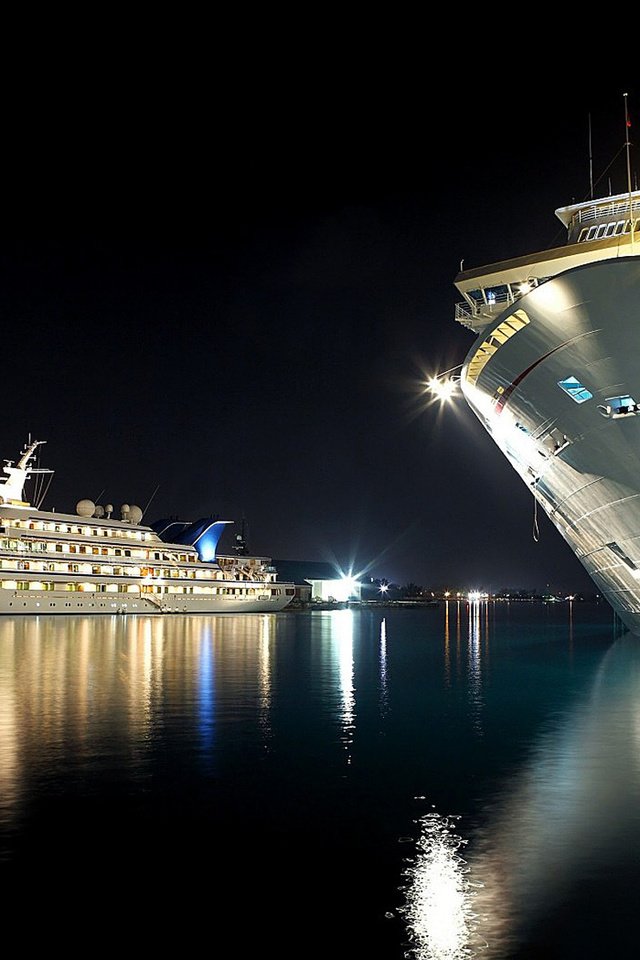 Обои ночь, вода, корабли, причал, яхта, night, water, ships, pier, yacht разрешение 1920x1200 Загрузить