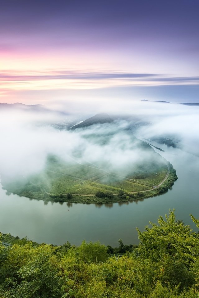 Обои река, туман, лето, германия, мозель, river, fog, summer, germany, moselle разрешение 2048x1366 Загрузить