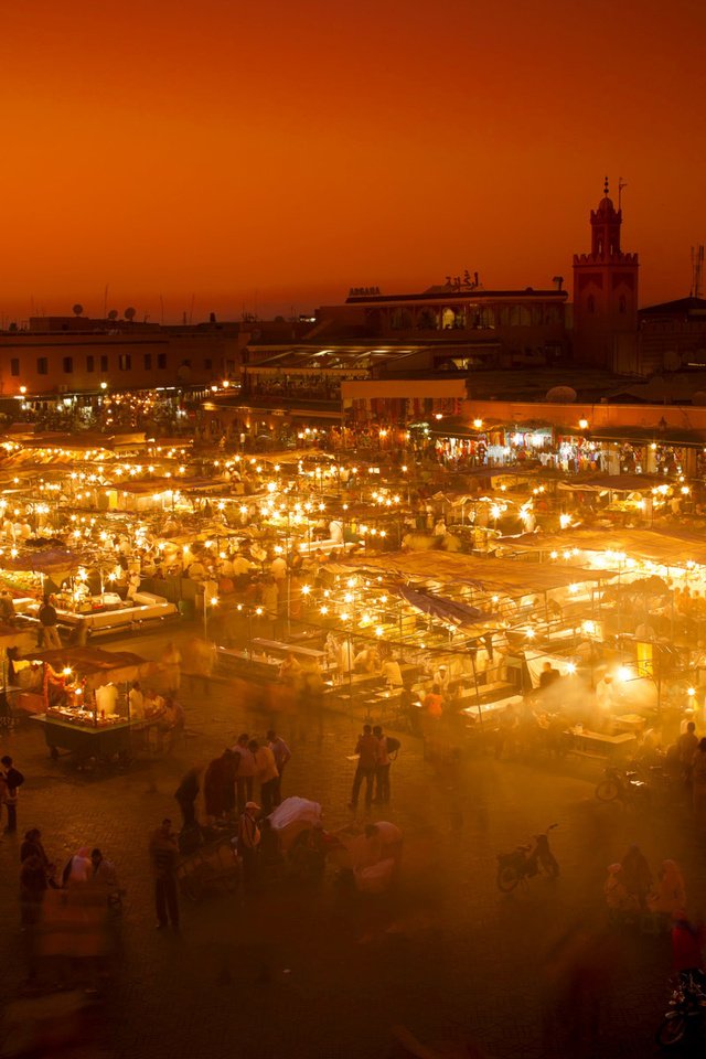 Обои огни, рынок, марракеш, марокко, площадь джемаа-эль-фна, lights, market, marrakech, morocco, the jemaa-el-fna разрешение 1920x1200 Загрузить