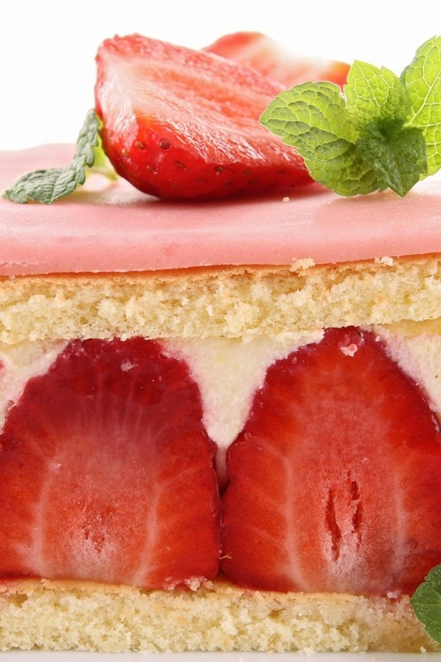 Обои мята, клубника, сладкое, десерт, пирожное, клубничное пирожное, mint, strawberry, sweet, dessert, cake, strawberry cake разрешение 1920x1200 Загрузить