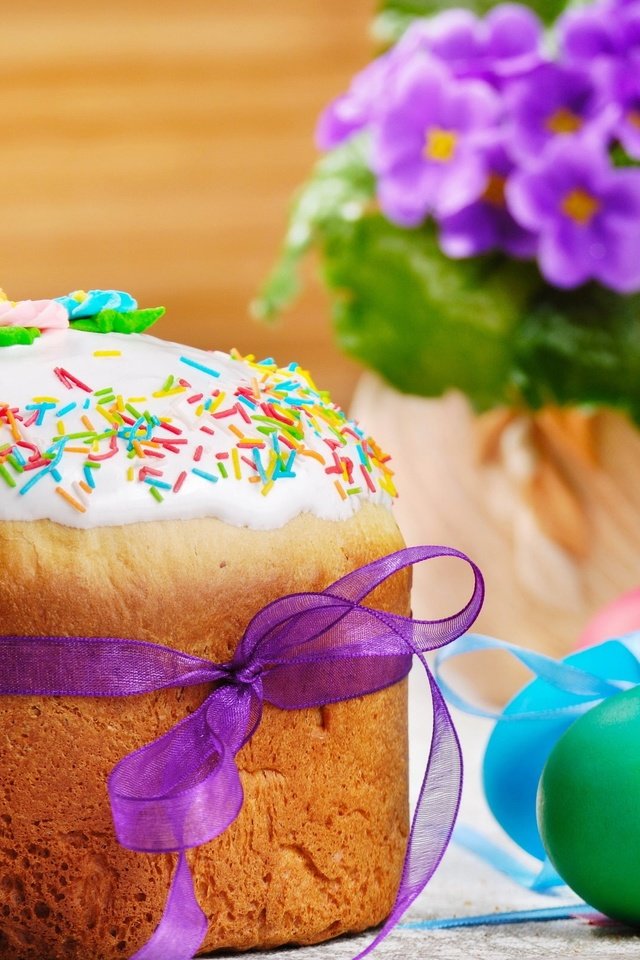 Обои весна, пасха, яйца, кулич, фиалки, пасхальный кулич, spring, easter, eggs, cake, violet, easter cake разрешение 2560x1600 Загрузить