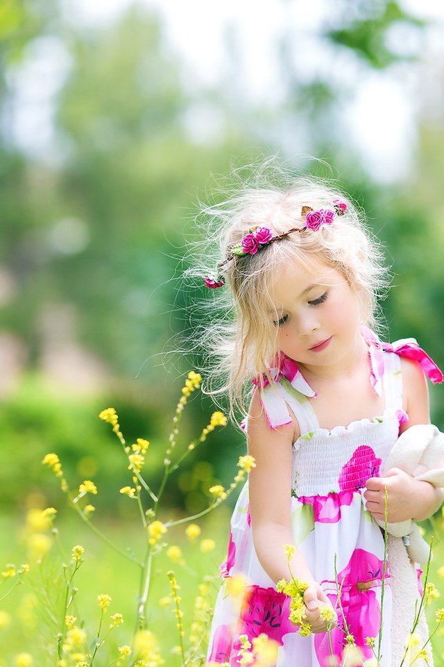 Обои цветы, природа, лето, девочка, ребенок, детство, венок, flowers, nature, summer, girl, child, childhood, wreath разрешение 1920x1200 Загрузить