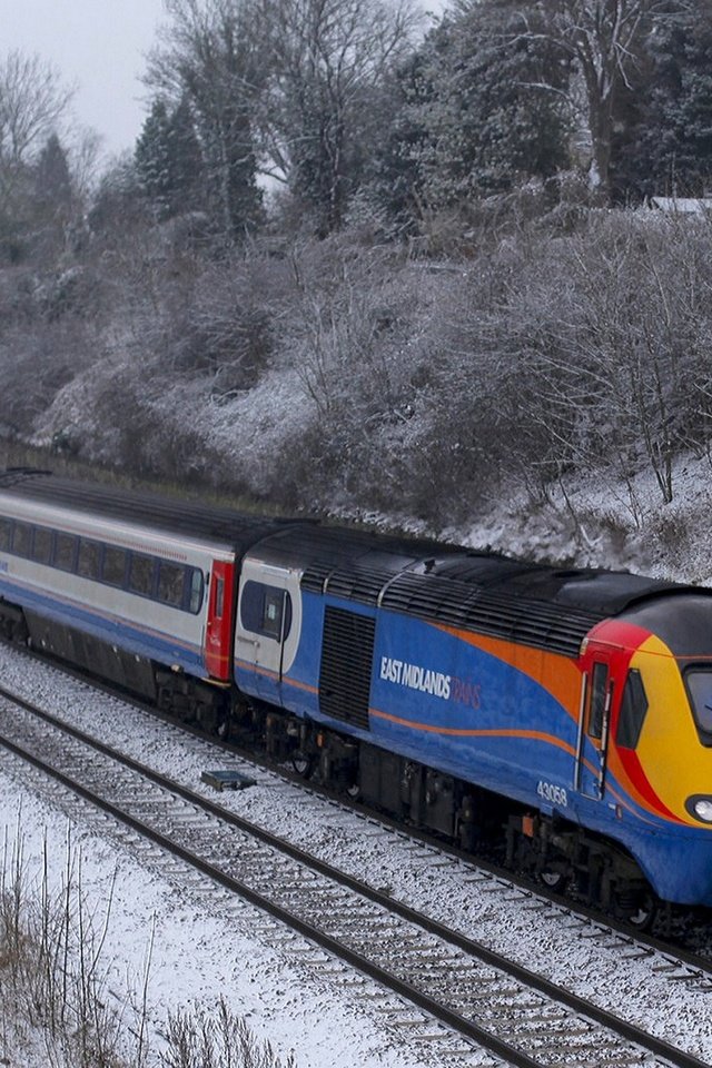 Обои зима, поезд, композиция, winter, train, composition разрешение 2560x1600 Загрузить