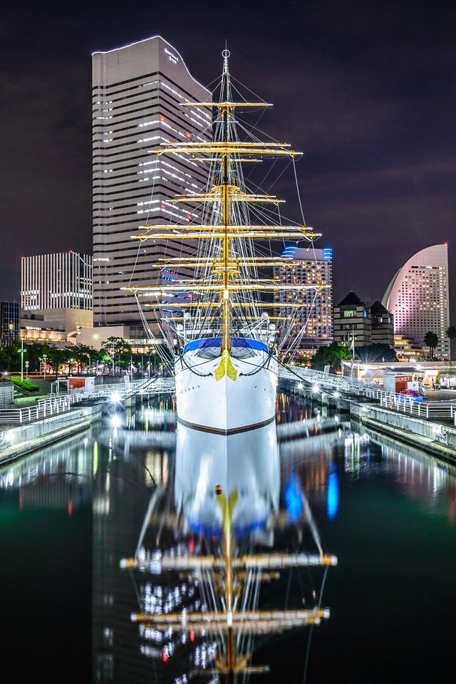 Обои ночь, огни, корабль, канал, япония, дома, токио, nippon-maru, night, lights, ship, channel, japan, home, tokyo разрешение 2048x1367 Загрузить