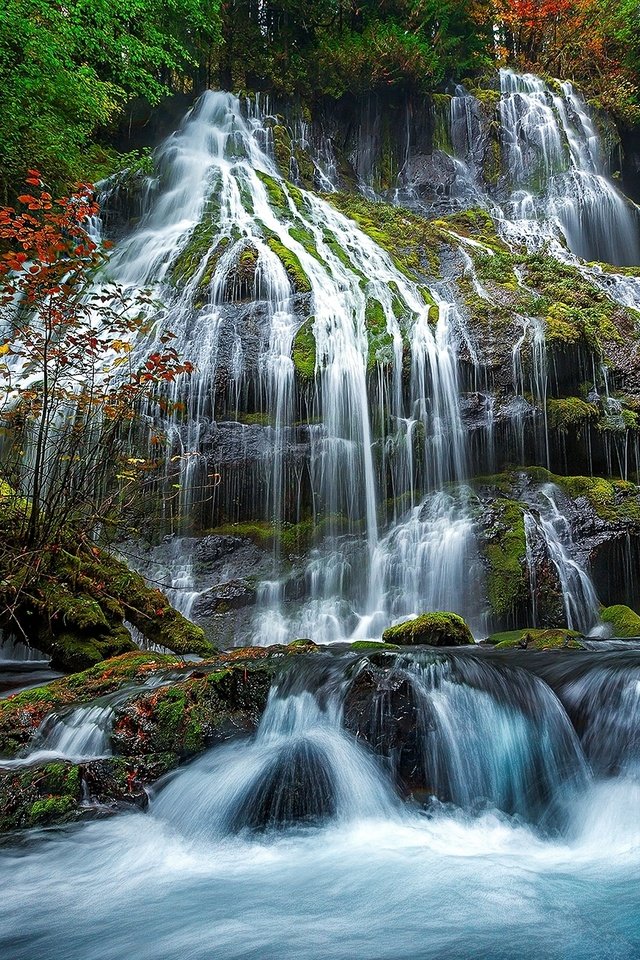 Обои вода, камни, водопад, осень, поток, мох, water, stones, waterfall, autumn, stream, moss разрешение 2048x1309 Загрузить