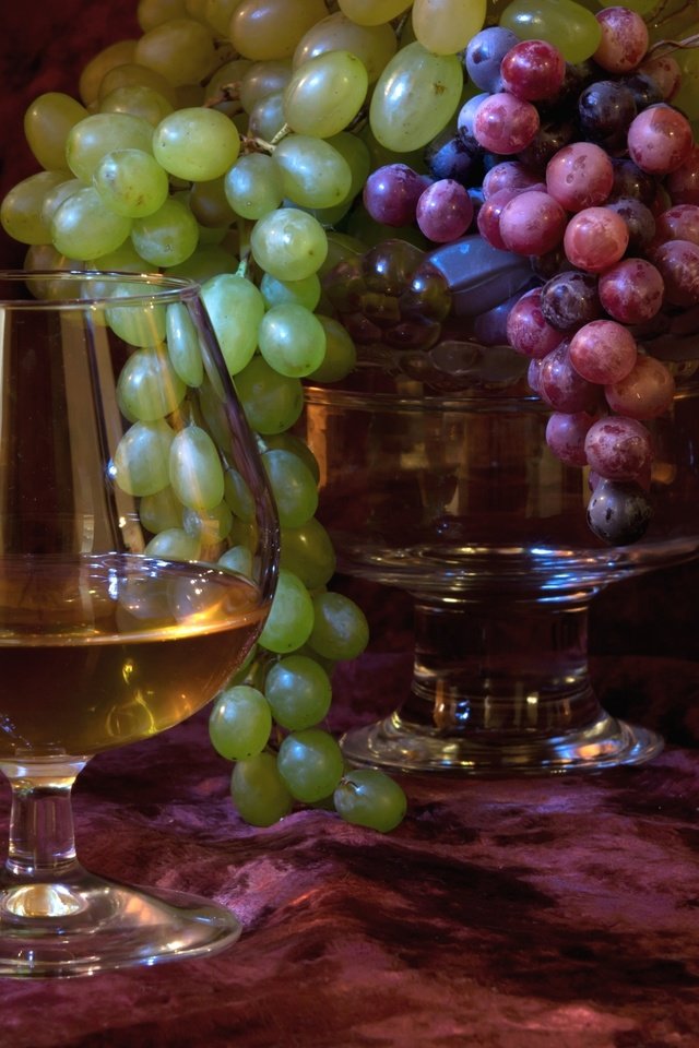 Обои виноград, бокал, ягоды, коньяк, grapes, glass, berries, cognac разрешение 2534x1619 Загрузить