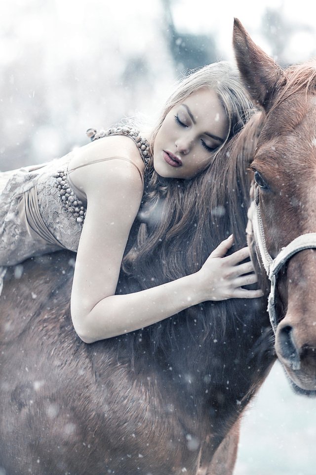 Хорс киев. Блондинка на лошади. Белая лошадь и женщина. Фотосессия на снегу с лошадью в платье. Девушка на лошади в воде.