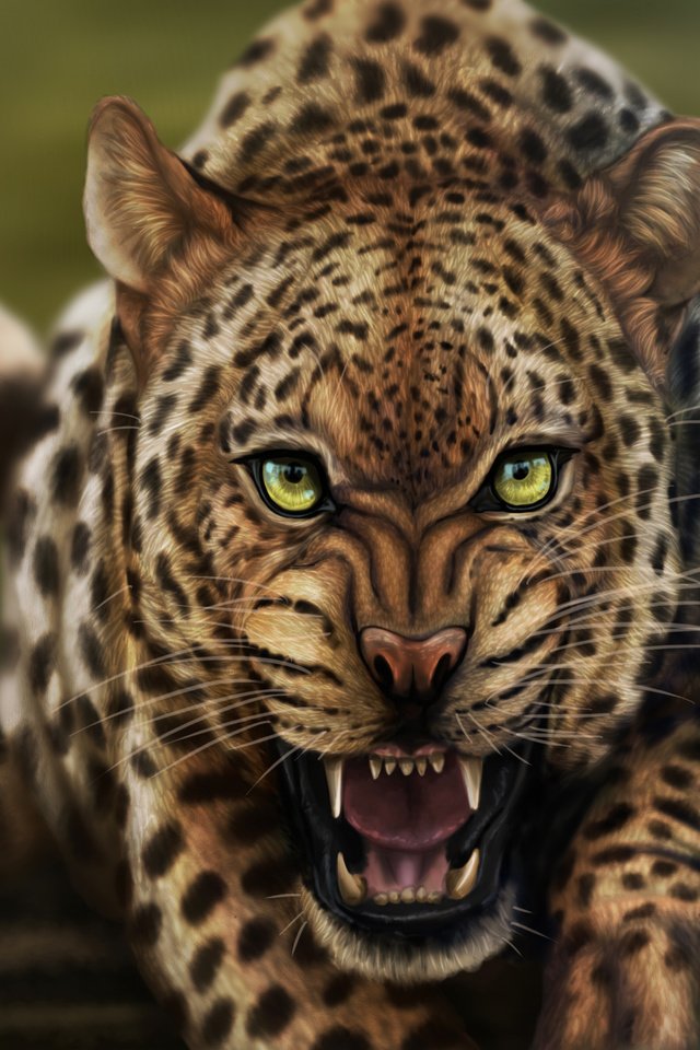 Обои морда, арт, кошка, взгляд, леопард, рычание, face, art, cat, look, leopard, growl разрешение 2982x2237 Загрузить