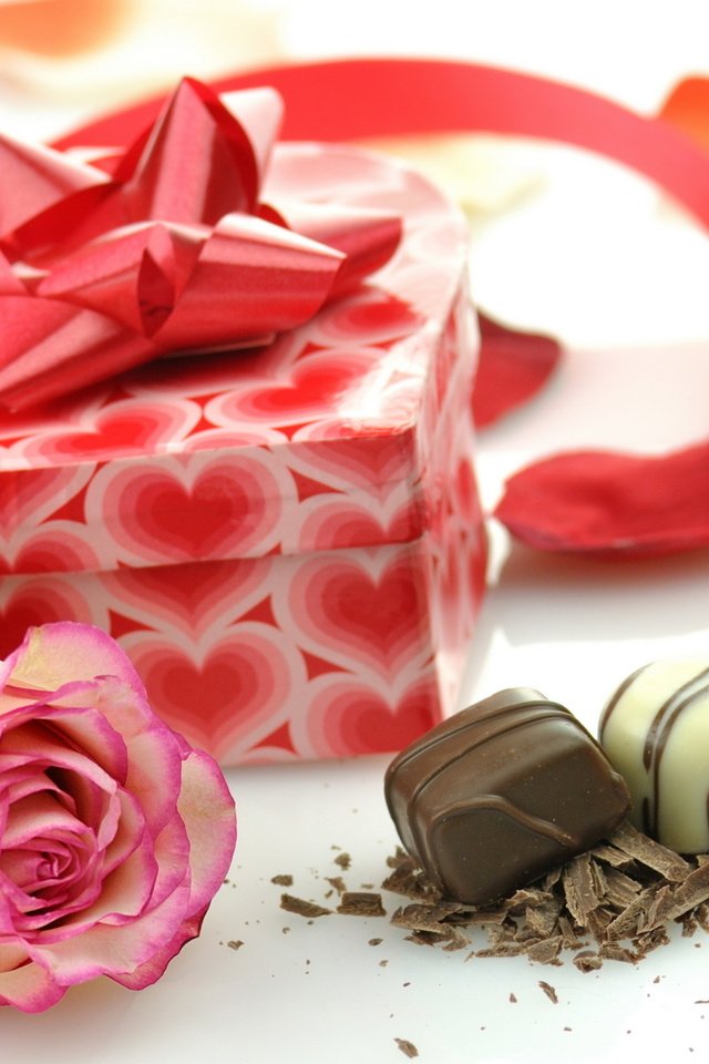 Обои роза, лента, шоколад, коробка, rose, tape, chocolate, box разрешение 1920x1200 Загрузить