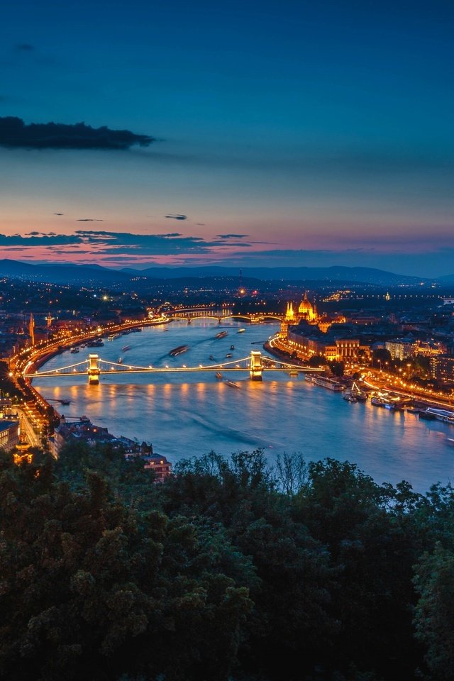 Обои ночь, огни, река, мост, здания, венгрия, будапешт, дунай, night, lights, river, bridge, building, hungary, budapest, the danube разрешение 3000x1688 Загрузить