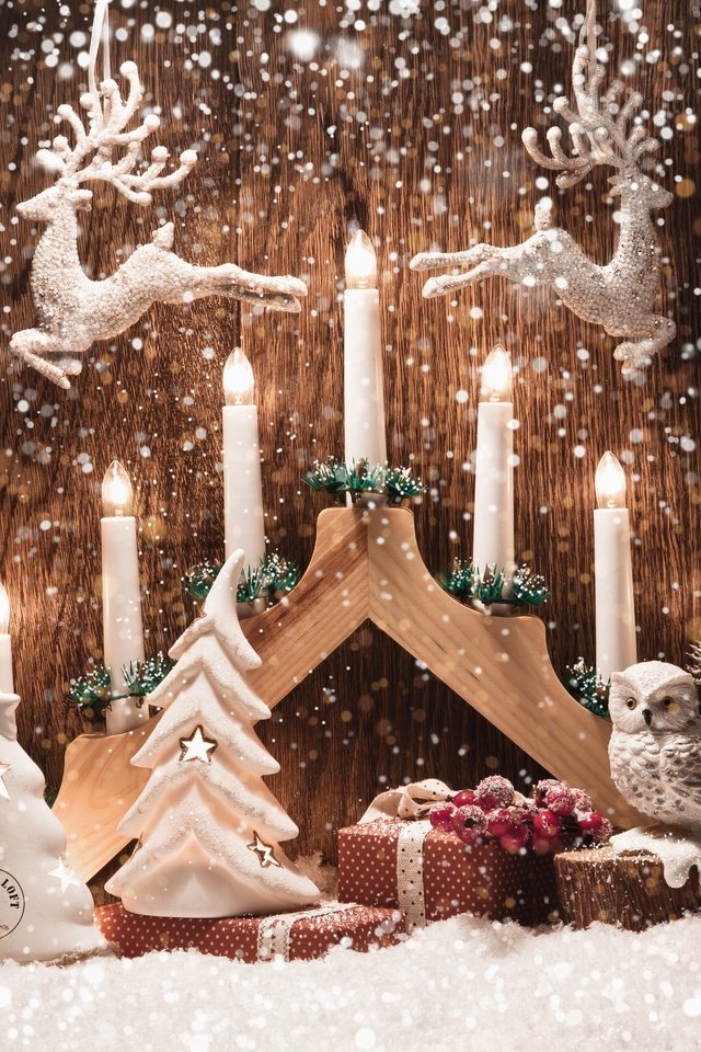 Обои свечи, снежинки, игрушки, олени, счастливого рождества, candles, snowflakes, toys, deer, merry christmas разрешение 5616x3744 Загрузить