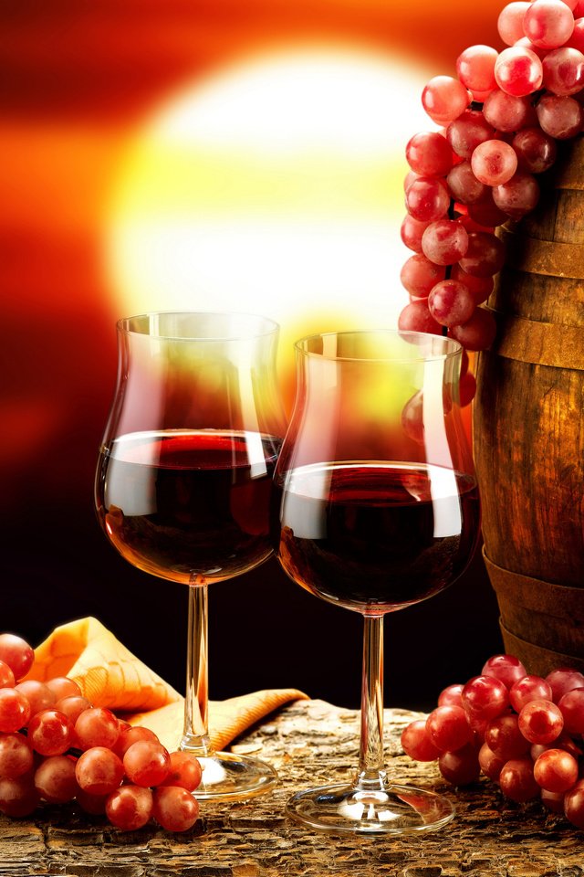 Обои фон, виноград, красный, вино, бокалы, бочонок, background, grapes, red, wine, glasses, barrel разрешение 2880x2160 Загрузить