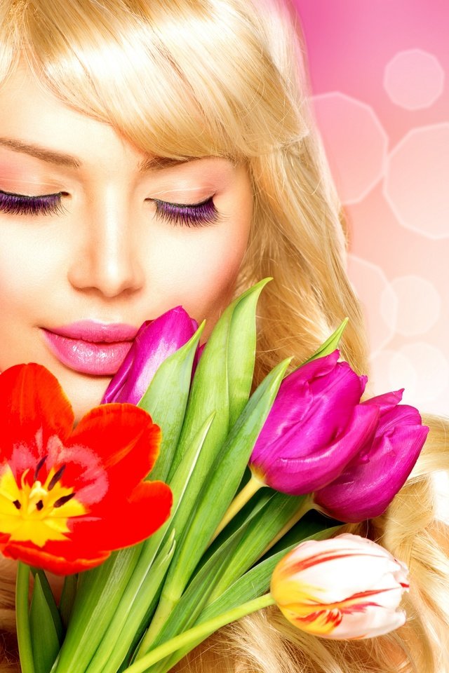 Обои девушка, блондинка, модель, ресницы, весна. цветы, girl, blonde, model, eyelashes, spring. flowers разрешение 2880x2317 Загрузить