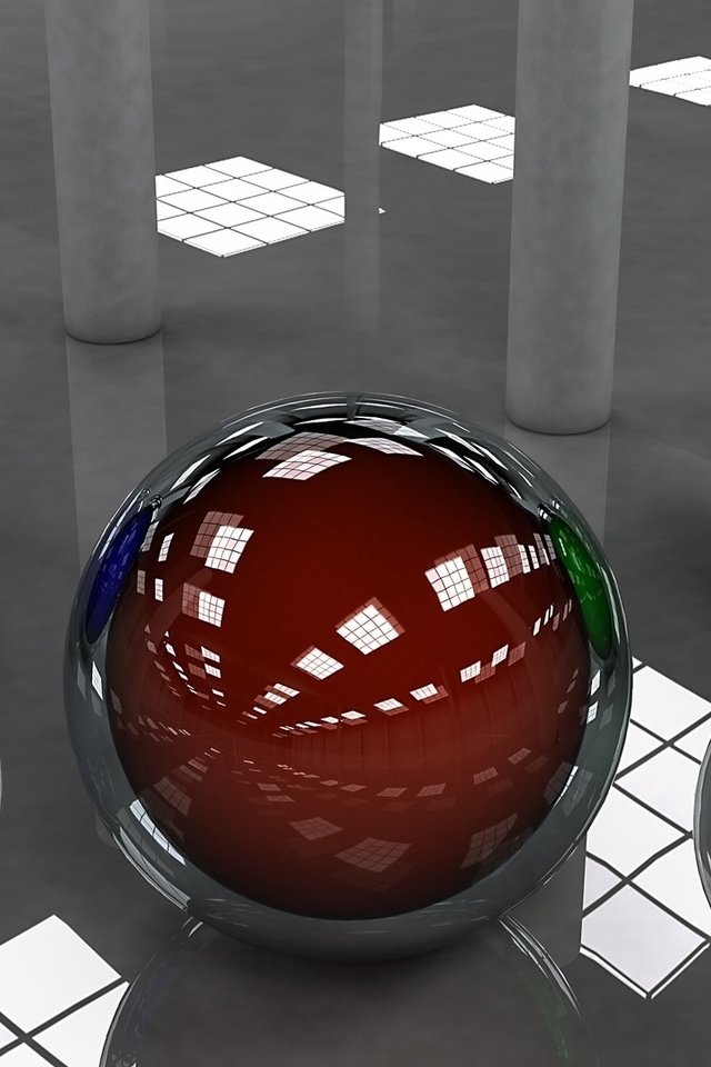 Обои шарики, пол, зеркальный, balls, floor, mirror разрешение 1920x1080 Загрузить