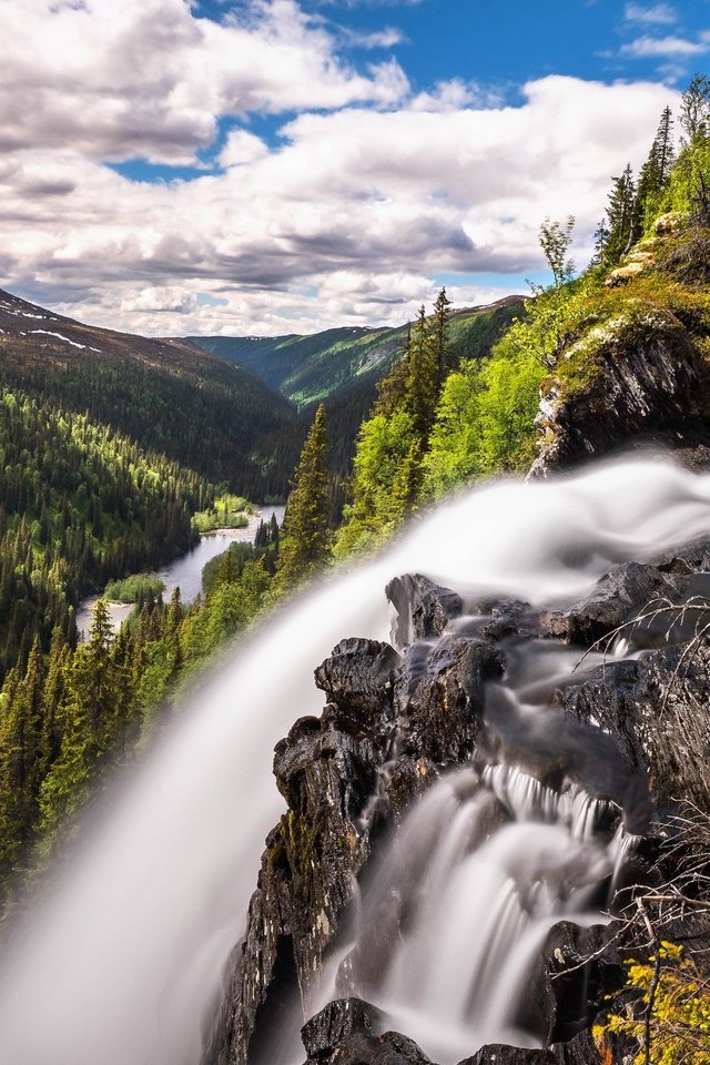 Обои река, природа, гора, водопад, river, nature, mountain, waterfall разрешение 2048x1365 Загрузить