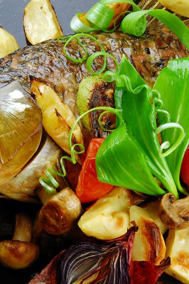 Обои грибы, овощи, рыба, картофель, mushrooms, vegetables, fish, potatoes разрешение 1920x1277 Загрузить