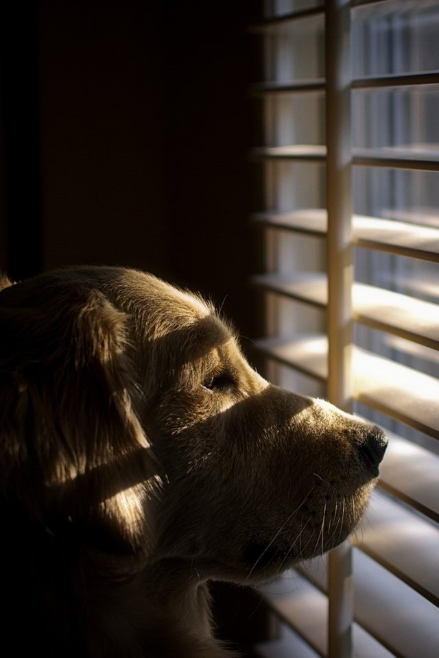 Обои взгляд, собака, окно, друг, жалюзи, ретривер, look, dog, window, each, blinds, retriever разрешение 2560x1600 Загрузить