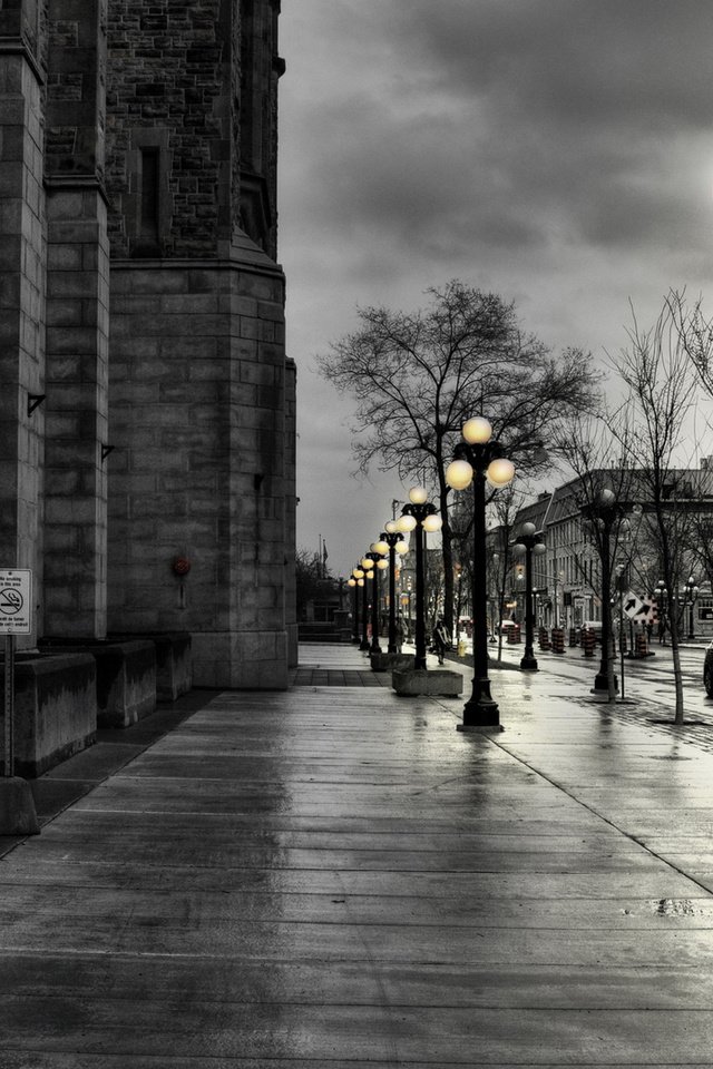 Обои дорога, улица, фонарь, пасмурно, после дождя, road, street, lantern, overcast, after the rain разрешение 1920x1080 Загрузить