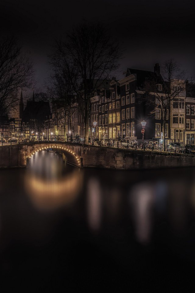 Обои ночь, огни, мост, дома, нидерланды, амстердам, night, lights, bridge, home, netherlands, amsterdam разрешение 2048x1172 Загрузить