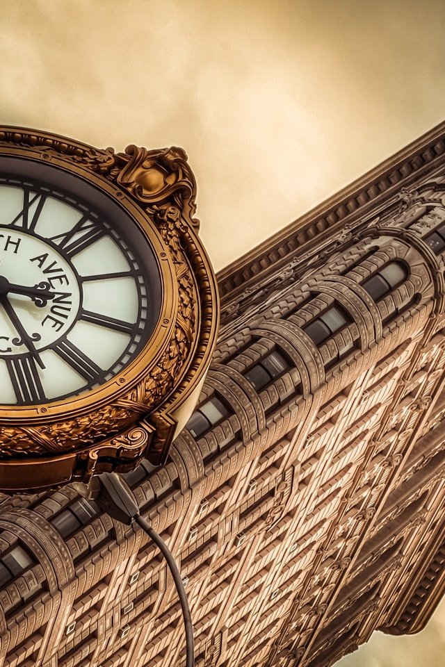 Обои часы, сша, здание, clock, нью - йорк, flatiron building, watch, usa, the building, new york разрешение 2560x1600 Загрузить