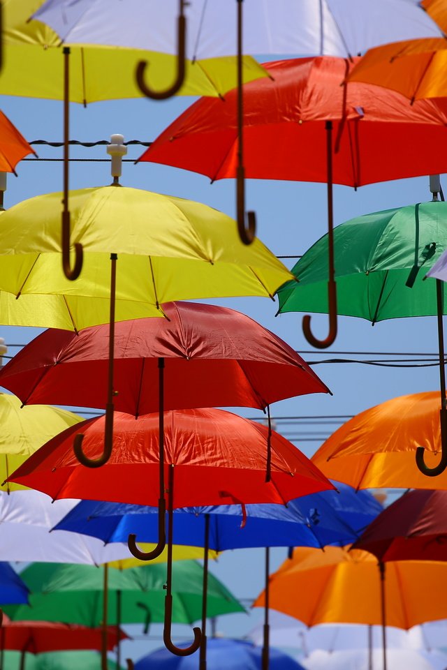 Обои разноцветные, яркие, зонты, зонтики, colorful, bright, umbrellas разрешение 3840x2560 Загрузить