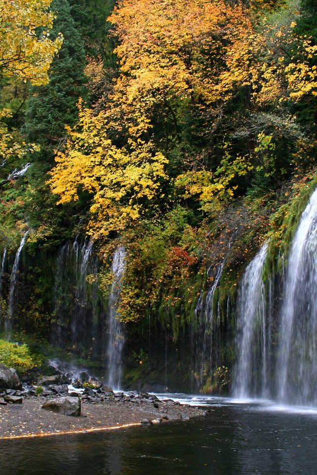 Обои река, природа, лес, водопад, осень, river, nature, forest, waterfall, autumn разрешение 2880x1800 Загрузить