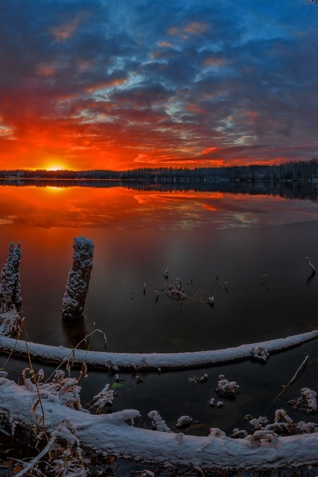 Обои облака, озеро, снег, зима, горизонт, рассвет, иней, олег авдеев, clouds, lake, snow, winter, horizon, dawn, frost, oleg avdeev разрешение 1920x1233 Загрузить