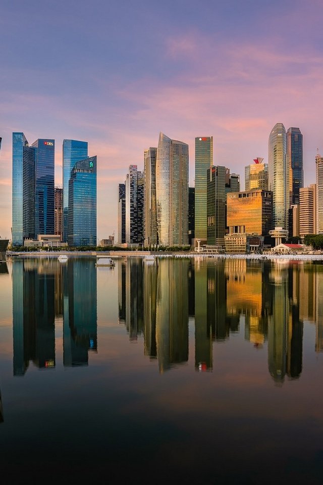 Обои вода, отражение, небоскребы, сингапур, марина бей, water, reflection, skyscrapers, singapore, marina bay разрешение 1920x1160 Загрузить