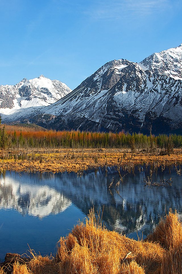 Обои озеро, горы, природа, лес, отражение, пейзаж, осень, lake, mountains, nature, forest, reflection, landscape, autumn разрешение 1920x1200 Загрузить