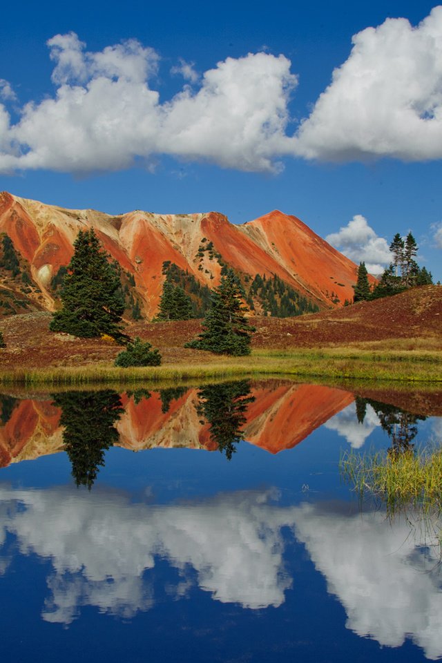 Обои небо, облака, озеро, горы, отражение, колорадо, the sky, clouds, lake, mountains, reflection, colorado разрешение 1920x1200 Загрузить