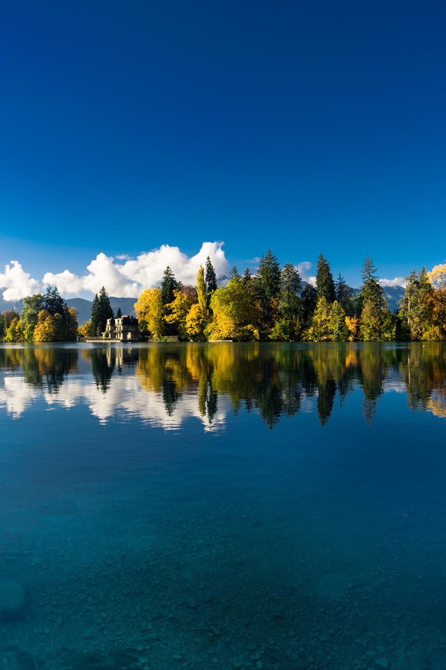 Обои небо, samuel hess, облака, озеро, природа, лес, отражение, пейзаж, осень, the sky, clouds, lake, nature, forest, reflection, landscape, autumn разрешение 3840x2400 Загрузить