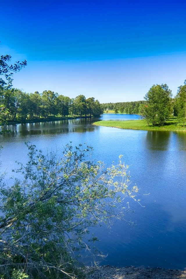 Обои небо, деревья, вода, озеро, река, природа, пейзаж, швеция, the sky, trees, water, lake, river, nature, landscape, sweden разрешение 4320x3240 Загрузить