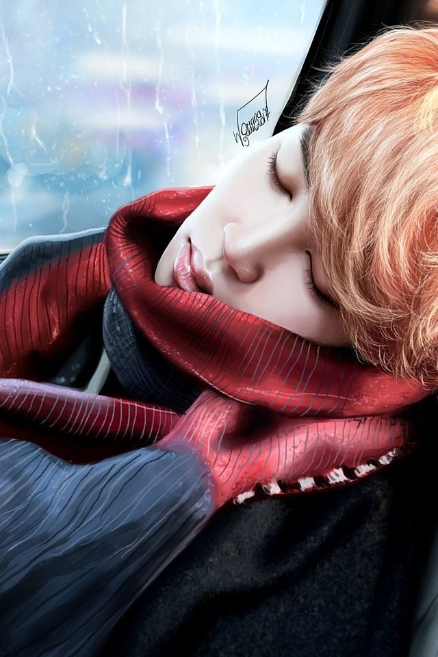 Обои арт, девушка, спит, авто, шарф, bts, park ji min, by xcollecx, bangtan boys, xcollecx, art, girl, sleeping, auto, scarf разрешение 2048x1344 Загрузить