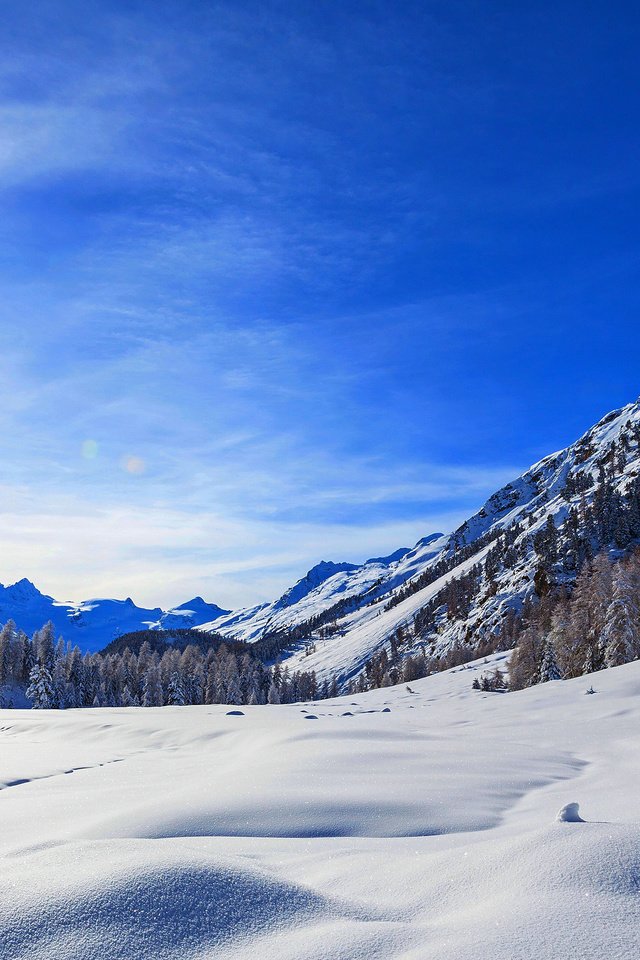 Обои небо, следы, горы, снег, природа, лес, зима, пейзаж, дом, the sky, traces, mountains, snow, nature, forest, winter, landscape, house разрешение 4000x2267 Загрузить