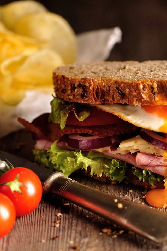 Обои зелень, бутерброд, сыр, овощи, помидор, яйцо, ветчина, greens, sandwich, cheese, vegetables, tomato, egg, ham разрешение 3000x1939 Загрузить