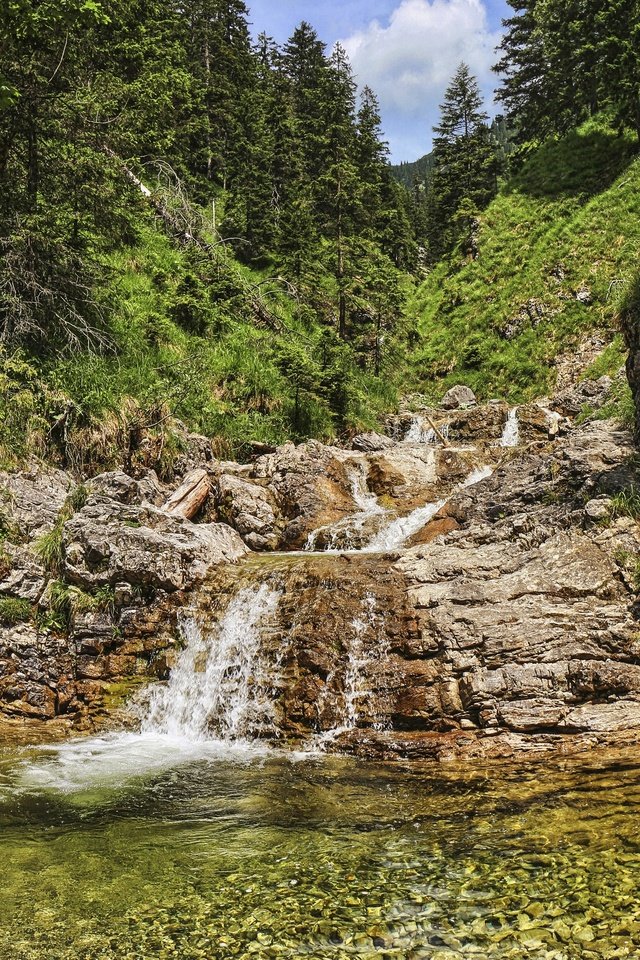 Обои лес, водопад, австрия, речка, тироль, forest, waterfall, austria, river, tyrol разрешение 3860x2120 Загрузить