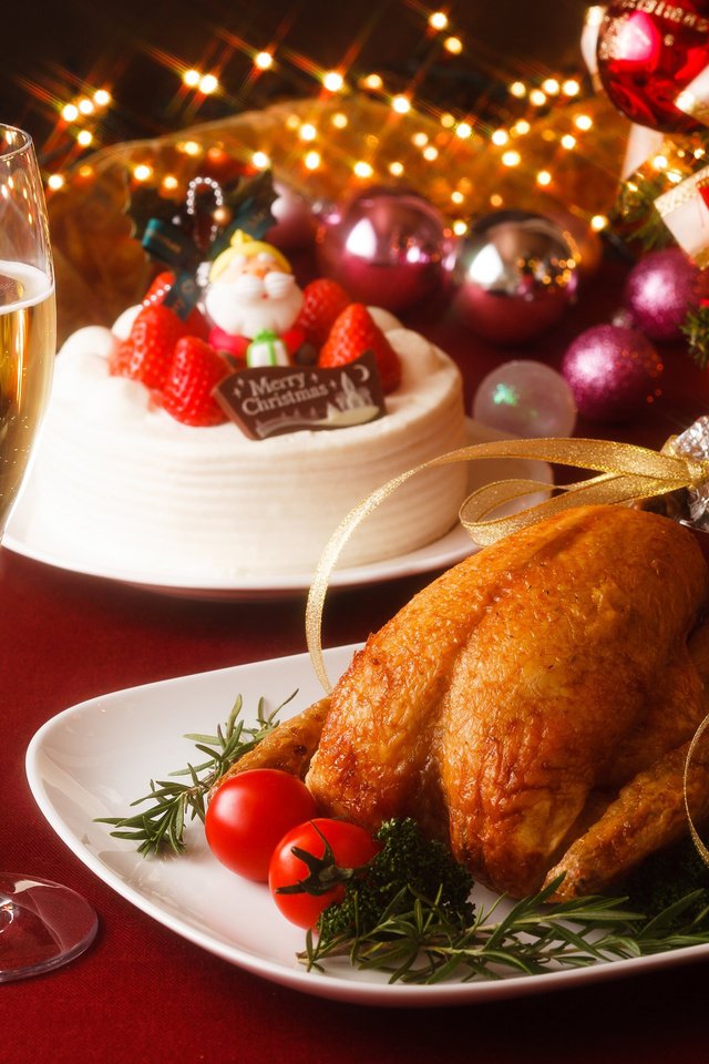Обои новый год, курица, шары, ужин, вино, сервировка, бокалы, рождество, шампанское, торт, помидоры, new year, chicken, balls, dinner, wine, serving, glasses, christmas, champagne, cake, tomatoes разрешение 3840x2400 Загрузить