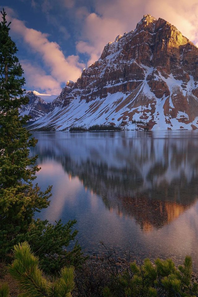 Обои озеро, боу-лейк, bow lake, горы, боу, природа, отражение, гора, канада, альберта, банф, lake, mountains, nature, reflection, mountain, canada, albert, banff разрешение 1920x1200 Загрузить