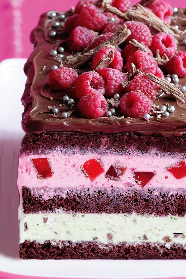 Обои малина, шоколад, сладкое, торт, десерт, тортик, сладкое десерт, raspberry, chocolate, sweet, cake, dessert разрешение 3840x2160 Загрузить