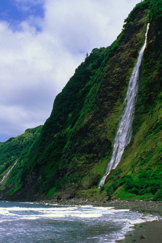 Обои природа, пейзаж, море, водопад, nature, landscape, sea, waterfall разрешение 1920x1080 Загрузить