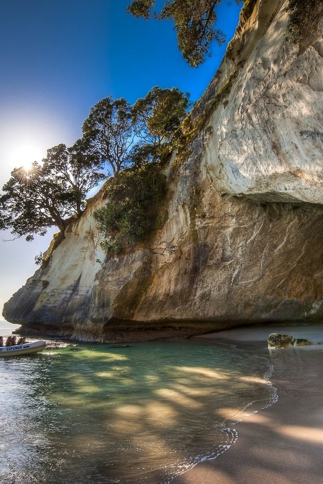 Обои деревья, море, скала, залив, новая зеландия, trees, sea, rock, bay, new zealand разрешение 2268x1496 Загрузить