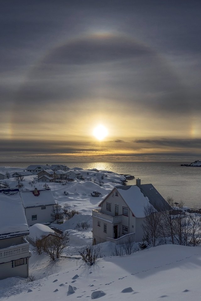 Обои норвегии, reine, nordland, amazing sunbow, norway разрешение 2048x1285 Загрузить