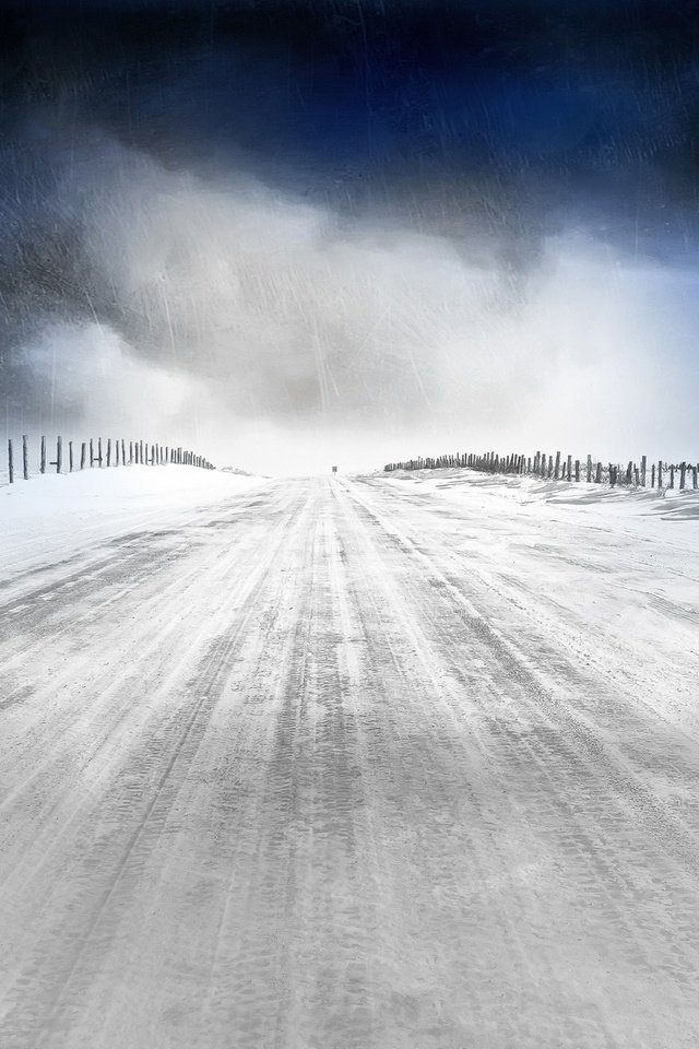 Обои небо, дорога, снег, природа, зима, холод, the sky, road, snow, nature, winter, cold разрешение 1920x1140 Загрузить