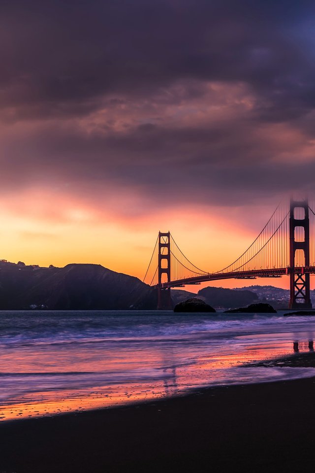 Обои закат, море, мост, сан-франциско, золотые ворота мост, sanfrancicso, sunset, sea, bridge, san francisco, golden gate bridge разрешение 3840x2561 Загрузить