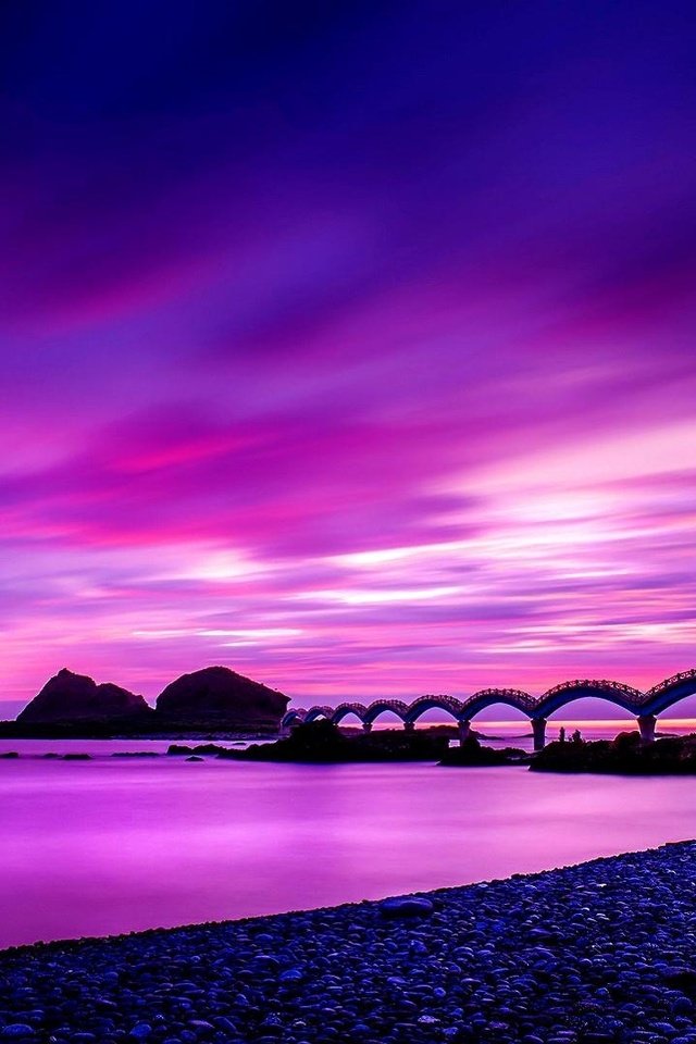 Обои мост, побережье, тайвань, восход солнца, bridge, coast, taiwan, sunrise разрешение 1920x1080 Загрузить