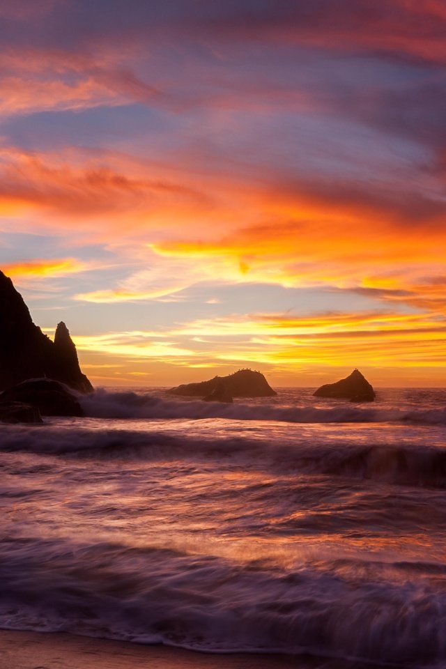 Обои скалы, берег, закат, море, прилив, rocks, shore, sunset, sea, tide разрешение 5120x2880 Загрузить